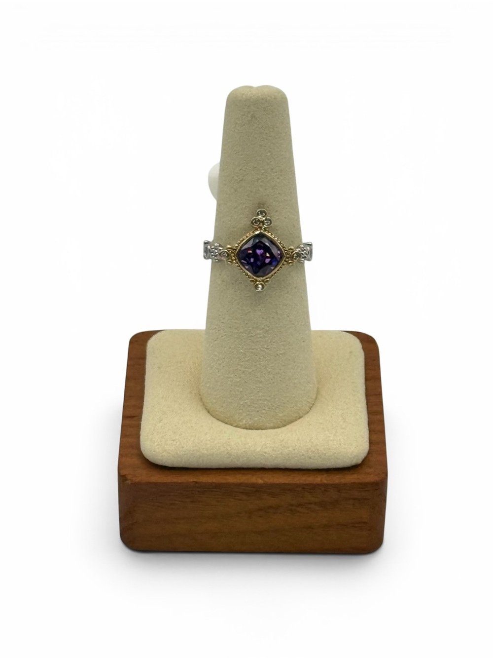 Bomb Party "The Aphrodite Ring" Amethyst Cz Gold & Rhodium Plating Size 7